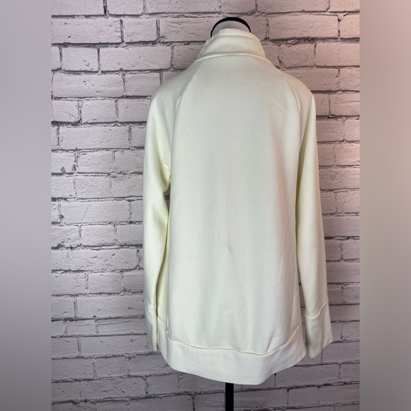 Fabletics Womens Modern Cream Fleece Pullover Sweatshirt Thumb Holes Size Medium - Picture 6 of 12